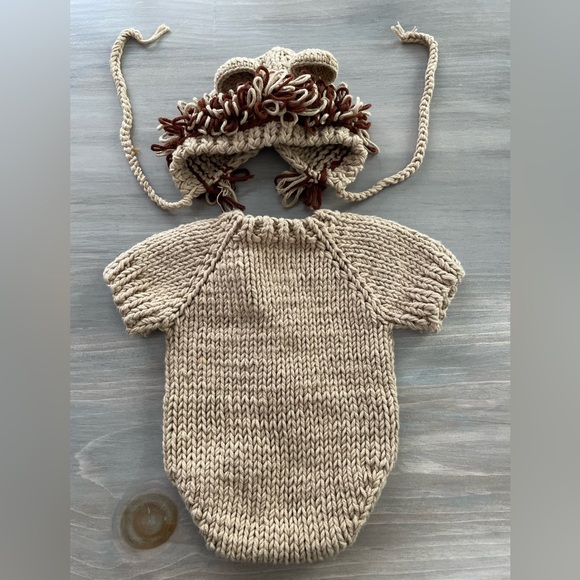 Newborn Baby Crochet Knitted Lion Costume photography Set 0-3 months - Picture 2 of 5